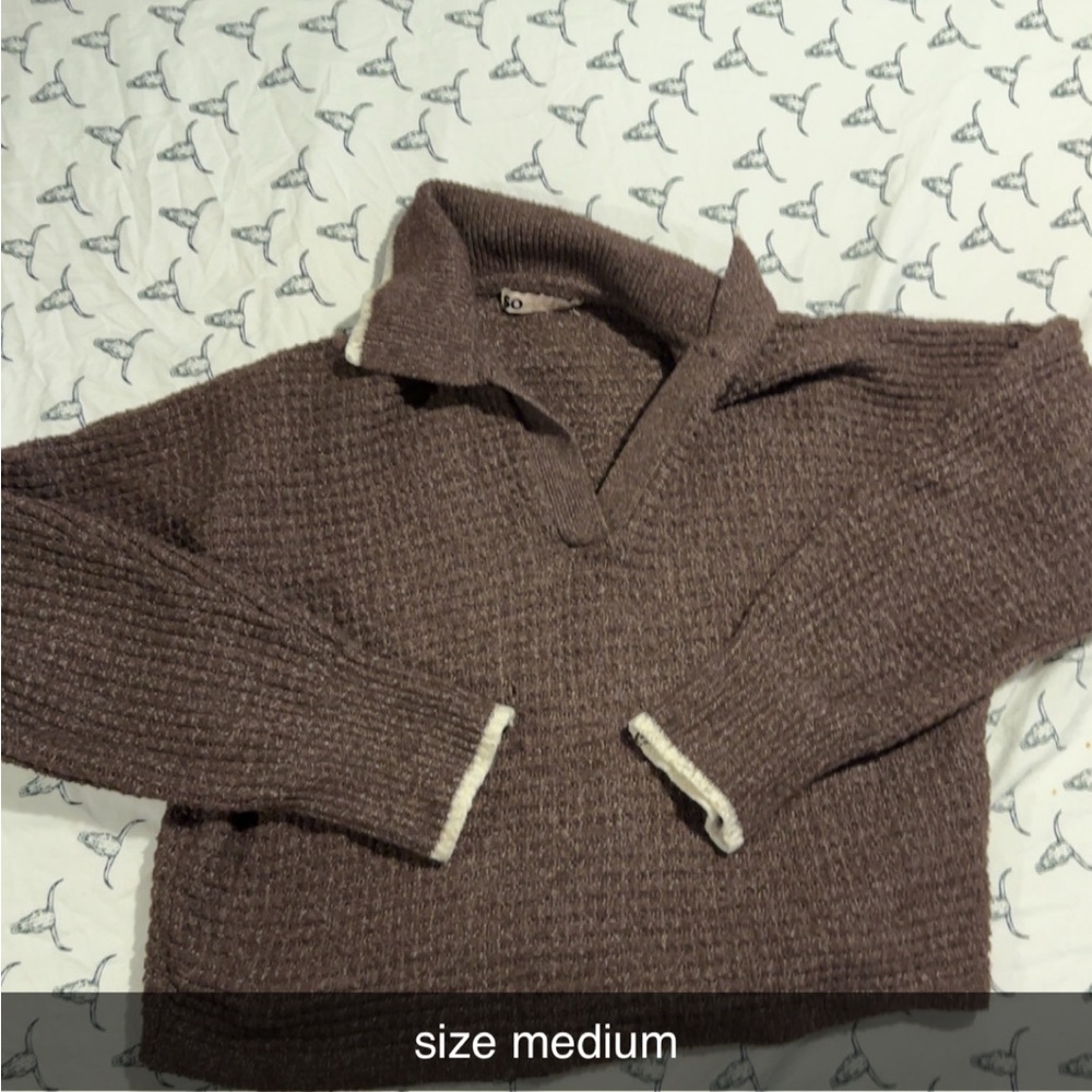 SO Women's V-Neck Sweater - Brown